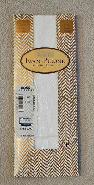 Evan-Picone 100% Nylon Sz 8.5-11 #803‎ Fishnet Crew Paris White New Vintage thumbnail 1