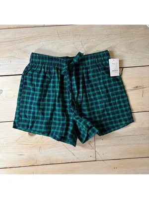 Auden NWT Women's Green Plaid Flannel Pajama Shorts Size XS thumbnail 2
