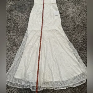 Lulus White Lace Bustier Maxi Dress – Size L – Stretch Fit Bridal Gown – New thumbnail 13