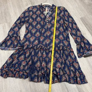 Anthropologie Uncle Frank Dress Ruffle Long Sleeve XS 100%rayon style 33350 USA thumbnail 9