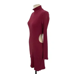 Free People Beach Guess Who's Back Rib Knit Cutout Dress Wild Garnet‎ Size Large thumbnail 7