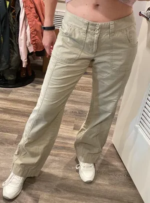 Old Navy Y2k baggy loose utility cargo pants khaki beige tan low rise 6 thumbnail 1
