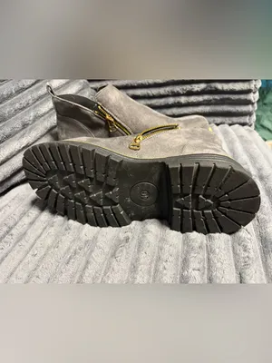 Women’s Gray Faux Suede Booties thumbnail 4