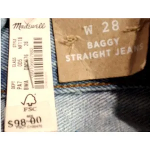 Madewell Baggy Straight Jeans Womens 28 Berteau‎ Wash High Rise Denim thumbnail 3