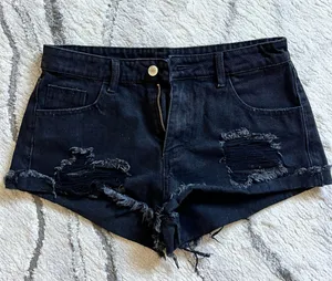 Black Jean Shorts Size M thumbnail 1