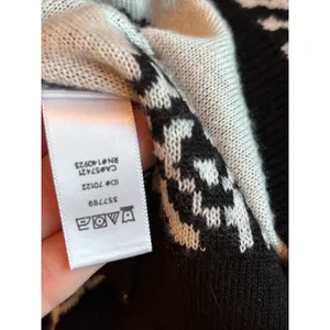 LOFT Ann Taylor Black White Rose Floral Wool Blend Sweater Large 357789 thumbnail 6