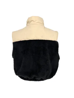 Hyfve Two-Tone Sherpa Fleece Nylon Vest Half Zipper Black Cream Size Small NWT thumbnail 6