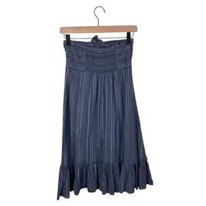 Vintage Y2K Old Navy Strapless Sundress Size Small Blue Metallic Stripe FLAWED thumbnail 15