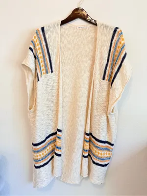 Ripcurl slub cotton striped poncho cardigan, open front, One size thumbnail 1