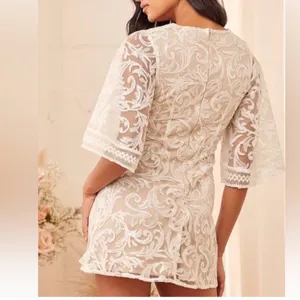 Lulu’s Celebration Hour White Sequin Embroidered Mini Party Dress‎ size Small thumbnail 2