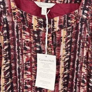 Garnet Hill Jardin Crepe Dress Firesmoke Stripe A-line 3/4 Sleeves‎ Size Small thumbnail 10