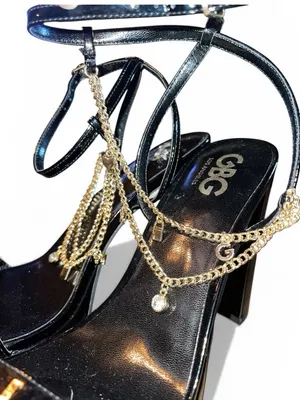 NEW GBG Black Platform Heels with Gold Charms Size 8.5 thumbnail 3