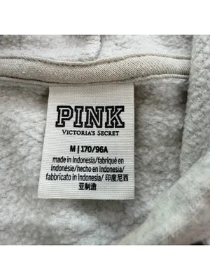 PINK Victoria’s Secret Hoodie Women Medium Gray Glitter Logo Pullover Sweatshirt thumbnail 4