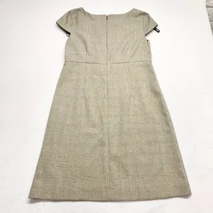 Mary McFadden‎ Sheath Dress Women 14 Tan Tweed Workwear Cap Sleeve Poly Rayon thumbnail 7