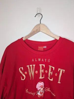 Strawberry Shortcake Always Sweet Red Cropped Sweatshirt Large thumbnail 2