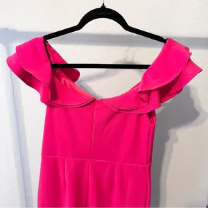 A’GACI Fuchsia Pink Ruffle Delight Dress Large NWT thumbnail 5