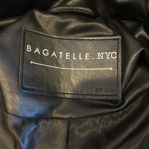 Bagatelle Faux Leather Black Puffer Jacket for Women – Warm, Size XS thumbnail 7