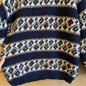 ✨ Vintage 16th Street Blue White Abstract Stripes Sweater Small‎ thumbnail 3