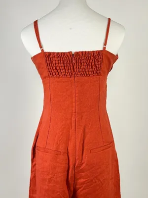 NWOT Farm Rio Red 3D Petals Bodice Euroflax Premium Linen Jumpsuit M Wide-Leg thumbnail 10