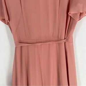 Show Me Your MuMu Pink Crepe Chiffon‎ Flutter Sleeve V-Neck Wrap Maxi Dress S thumbnail 9
