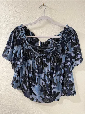 FREE PEOPLE Blue Technicolor Bubble Top Size XL thumbnail 2
