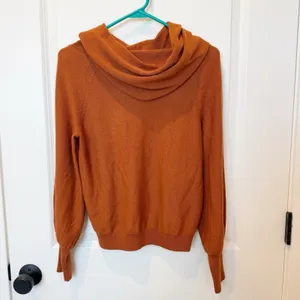 Anthropologie Womens Cowl Neck Wool Sweater‎ XS Orange Lightweight Cozy Autumn thumbnail 2