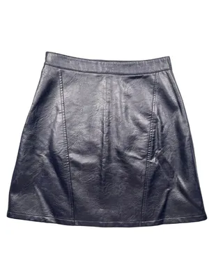 Zara Basic Faux Leather Mini Skirt Size S Dark Navy Blue Side Zip Textured thumbnail 2