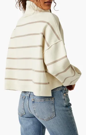 Free People Striped Turtleneck Sweater thumbnail 2