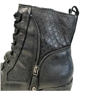 Earth Missoula Black Leather Lace Up‎ Ankle Boots Size 9 B Side Zip Stacked Heel thumbnail 4