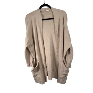 Pact Airplane Wrap Cardigan Wheat Heather Organic Cotton Travel Casual Women M/L thumbnail 2