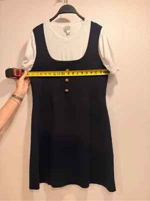 Maeve Navy/Ivory Twofer Double-Breasted Mini Dress Size XL with Gold Buttons thumbnail 5