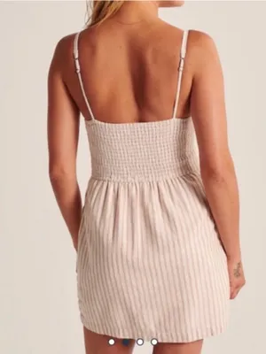 Abercrombie & Fitch Cream and Pink Striped Tie-Front Mini Dress thumbnail 2