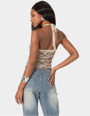 Edikted Zebra Printed Halter Yop thumbnail 2