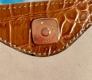Liz Claiborne VTG 90s Boho Croc Embossed Synthetic Leather & Woven Straw Shoulder Bag thumbnail 9