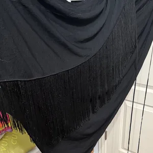 Zara Knit Black Long‎ Sleeve Fringe Wrap Maxi Dress Minimalist thumbnail 3