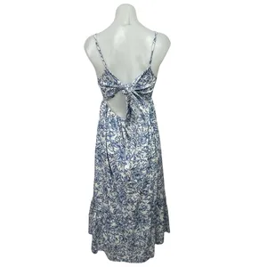 We're All Pretty Girls Blue Floral Tiered Maxi Cami Tank Flare A-Line Dress Sz M thumbnail 3