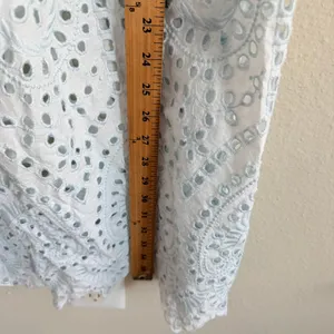 Avec Les Filles Eyelet Lace Midi Dress Size 12 Light Blue/White Cotton thumbnail 12