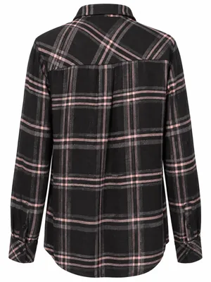 Rails Hunter Shirt M Onyx Slate Blush Plaid Metallic Shimmer Button Down thumbnail 3