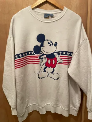 Disney store exclusive Mickey Mouse USA flag sweatshirt size medium multiple stains as seen on picture other than that good condition thumbnail 2