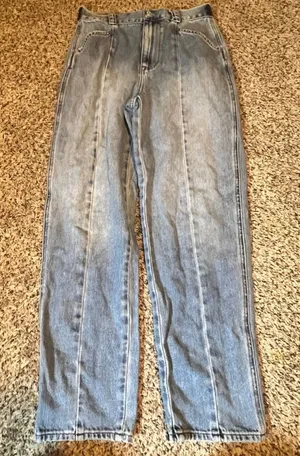 Madewell‎ High Rise Balloon Jeans Light Wash Seamed Front 26 Light Blue Cotton thumbnail 1