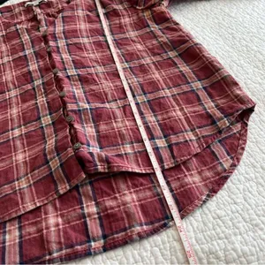 ✨ Madewell‎ V-Neck Button-Down Shirt in Stratfield Plaid Pink Small thumbnail 11