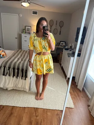 Sabo Yellow Pattern Mini Dress thumbnail 2