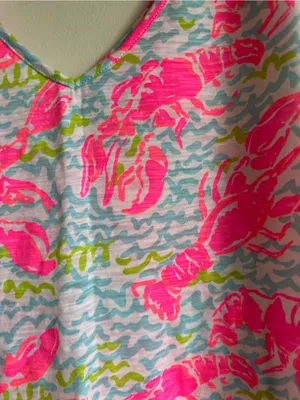 Lilly Pulitzer Gigi Tank Lobstah Roll Pop Up Womens Small Green Pink Blue thumbnail 3