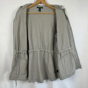 Lauren Ralph Lauren Women XL Hooded Anorak Jacket Gray Drawstring Waist‎ Utility thumbnail 6