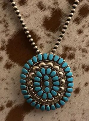 Turquoise Cluster Pin/Pendant Blue thumbnail 1