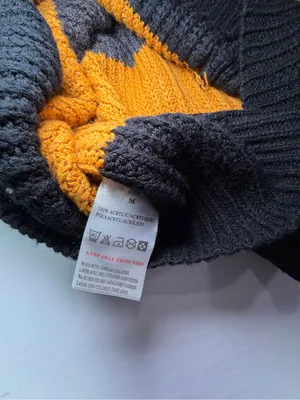 QED London Black, Gray & Mustard Striped Cold-Shoulder Turtleneck Sweater thumbnail 5