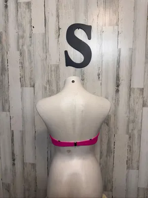 SheIn Colorblock Neoprene Style Bandeau Bikini Top Womens S Neon Pink Orange Purple thumbnail 4