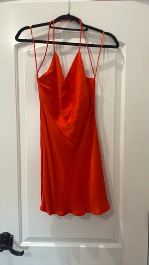 ZARA Dress Mini Orange Satin Summer thumbnail 4