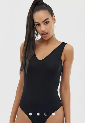 ASOS Black V Neck Body Suit thumbnail 2
