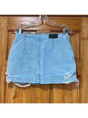 Carmar Blue Distressed Mini Skirt Size 28 (Size 6) thumbnail 2